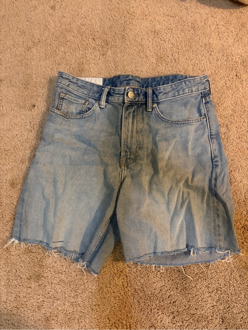 H&M Light Blue Distressed Denim Shorts